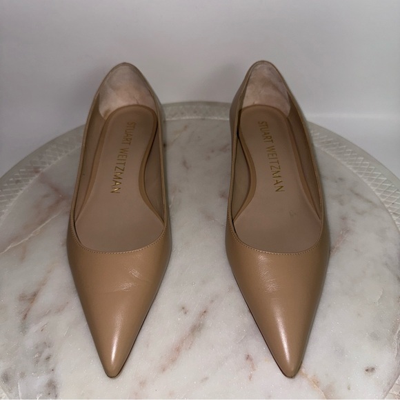 Stuart Weitzman Women's 1 Inch Block Heel Pump Beige Tan WMNS Size 9 - Picture 5 of 9